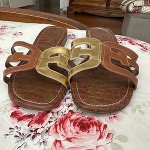 Sam Edelman Bay Slide Brown& Gold Size 10